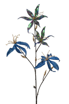 Emerald Kunstbloem Gloriosa glamour 78cm blauw