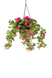 Emerald Kunstplant Geranium in hangmand UV fuchsia 45cm